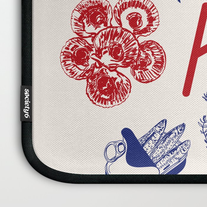 Bon Appetit Seafood and French Bread Handdrawn Gourmet Food Illustration Laptop Sleeve Gallery Image 3
