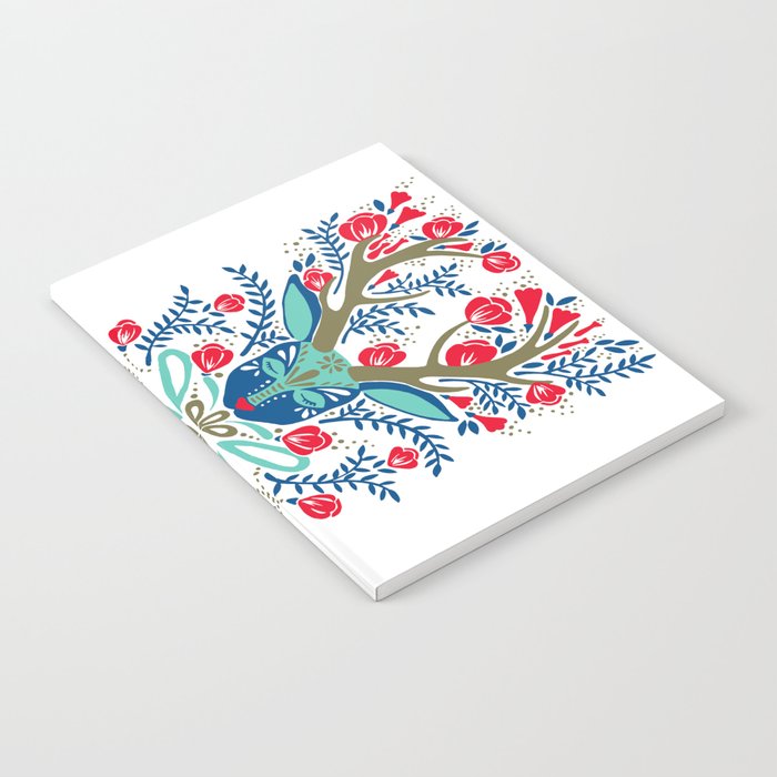 Floral Antlers - Red & Navy Notebook Gallery Image 1