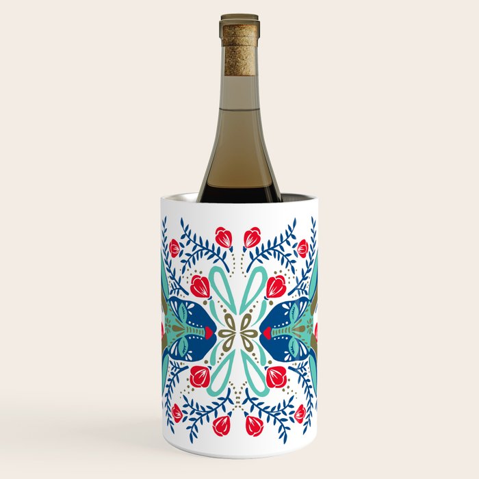 Floral Antlers - Red & Navy Wine Chiller Gallery Image 1