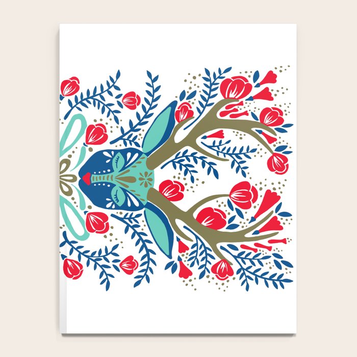 Floral Antlers - Red & Navy Notebook Gallery Image 4