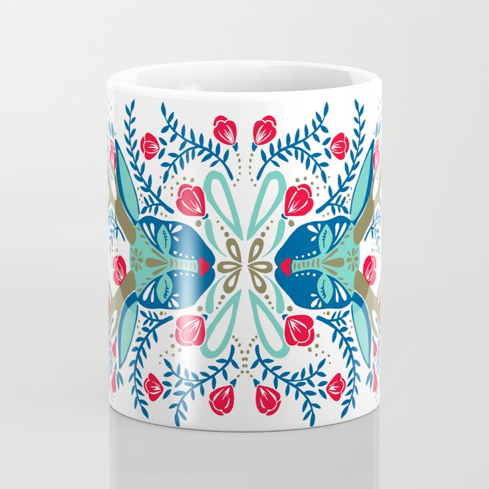 Floral Antlers - Red & Navy Coffee Mug Gallery Image 4