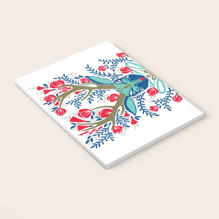 Floral Antlers - Red & Navy Notebook Gallery Image 3