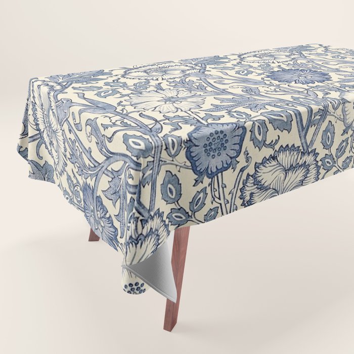 William Morris Pink and Rose China Blue Toile Tablecloth Gallery Image 1