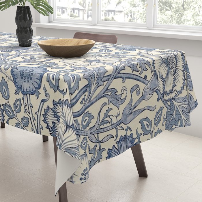 William Morris Pink and Rose China Blue Toile Tablecloth Gallery Image 3