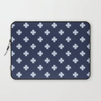 Pale Blue Swiss Cross Pattern on Navy Blue background Laptop Sleeve Gallery Image 1