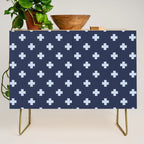 Pale Blue Swiss Cross Pattern on Navy Blue background Credenza Gallery Image 1