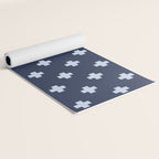 Pale Blue Swiss Cross Pattern on Navy Blue background Yoga Mat Gallery Image 2