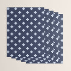 Pale Blue Swiss Cross Pattern on Navy Blue background Wrapping Paper Gallery Image 3