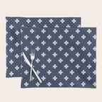 Pale Blue Swiss Cross Pattern on Navy Blue background Placemat Gallery Image 1