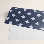 Pale Blue Swiss Cross Pattern on Navy Blue background Wrapping Paper Gallery Image 2