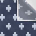 Pale Blue Swiss Cross Pattern on Navy Blue background Wall Tapestry Gallery Image 3