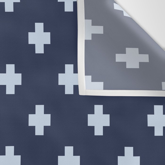 Pale Blue Swiss Cross Pattern on Navy Blue background Wall Tapestry Gallery Image 3