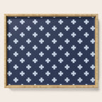 Pale Blue Swiss Cross Pattern on Navy Blue background Serving Tray Gallery Image 1