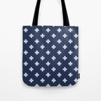 Pale Blue Swiss Cross Pattern on Navy Blue background Tote Bag Gallery Image 1