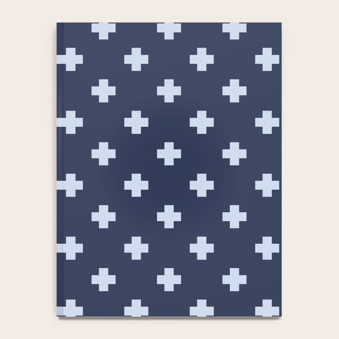 Pale Blue Swiss Cross Pattern on Navy Blue background Notebook Gallery Image 4