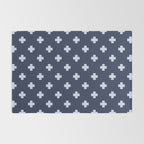 Pale Blue Swiss Cross Pattern on Navy Blue background Rug Gallery Image 2