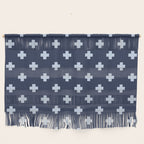 Pale Blue Swiss Cross Pattern on Navy Blue background Wall Hanging Gallery Image 1