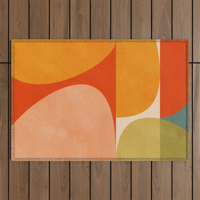 abstract mid century modern Outdoor Rug Gallery Image 1