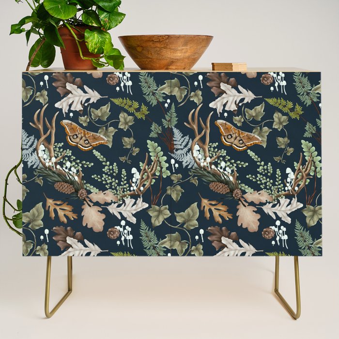 Bohemian leafy forest at night Credenza Gallery Image 1