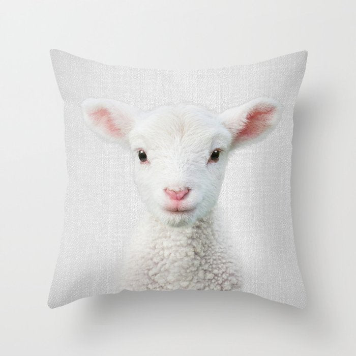 Lamb - Colorful Throw Pillow Gallery Image 6