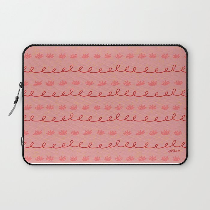 Abstract Cookie Pattern Doodle in Red & Peach Pink Laptop Sleeve Gallery Image 1