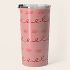 Abstract Cookie Pattern Doodle in Red & Peach Pink Travel Mug Gallery Image 3