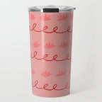 Abstract Cookie Pattern Doodle in Red & Peach Pink Travel Mug Gallery Image 1