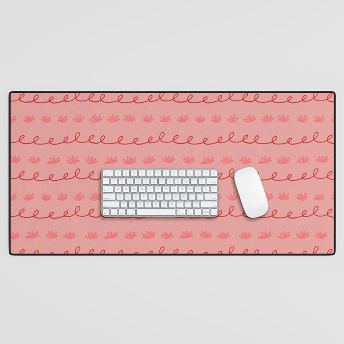Abstract Cookie Pattern Doodle in Red & Peach Pink Desk Mat Gallery Image 1