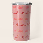 Abstract Cookie Pattern Doodle in Red & Peach Pink Travel Mug Gallery Image 2