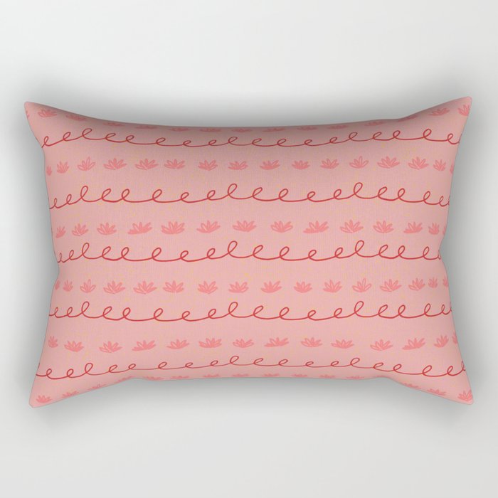Abstract Cookie Pattern Doodle in Red & Peach Pink Rectangular Pillow Gallery Image 2