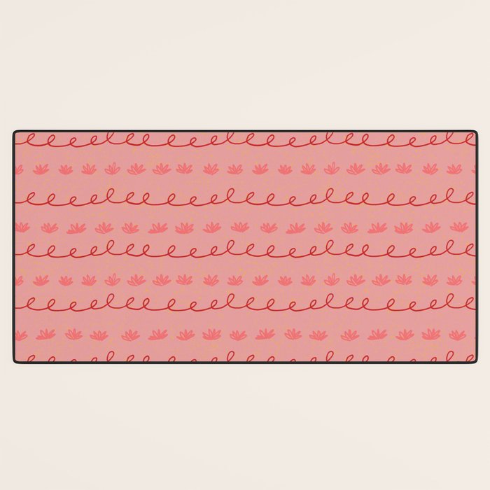 Abstract Cookie Pattern Doodle in Red & Peach Pink Desk Mat Gallery Image 3