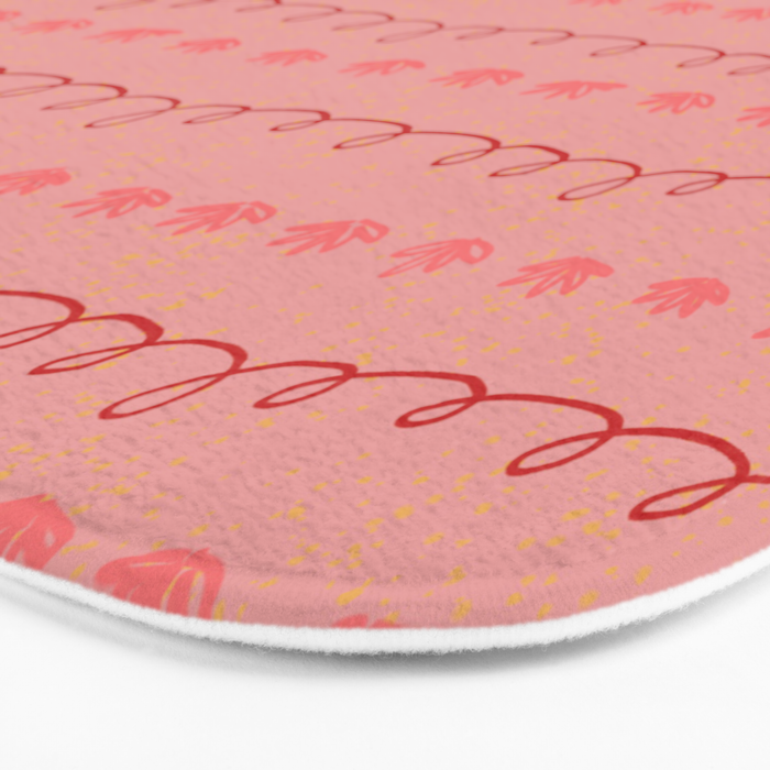 Abstract Cookie Pattern Doodle in Red & Peach Pink Bath Mat Gallery Image 3
