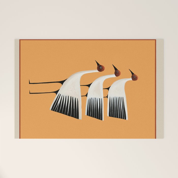 Striped Bird Trio II Welcome Mat Gallery Image 1