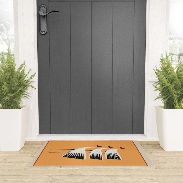 Striped Bird Trio II Welcome Mat Gallery Image 3