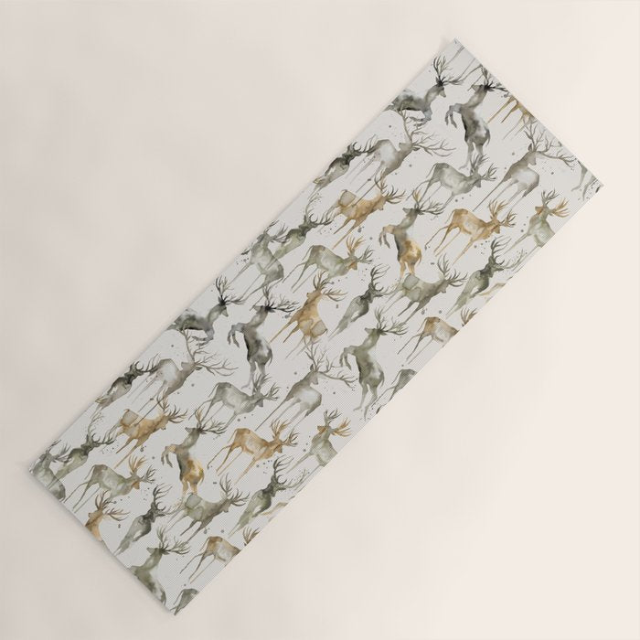 Fall Winter Woodland Deer Animals Yoga Mat Gallery Image 1