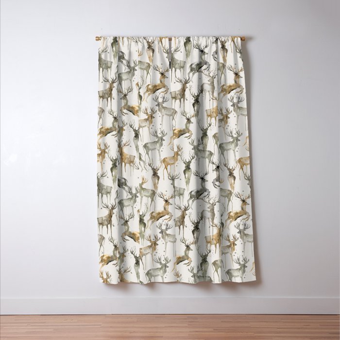 Fall Winter Woodland Deer Animals Window Curtain Gallery Image 3