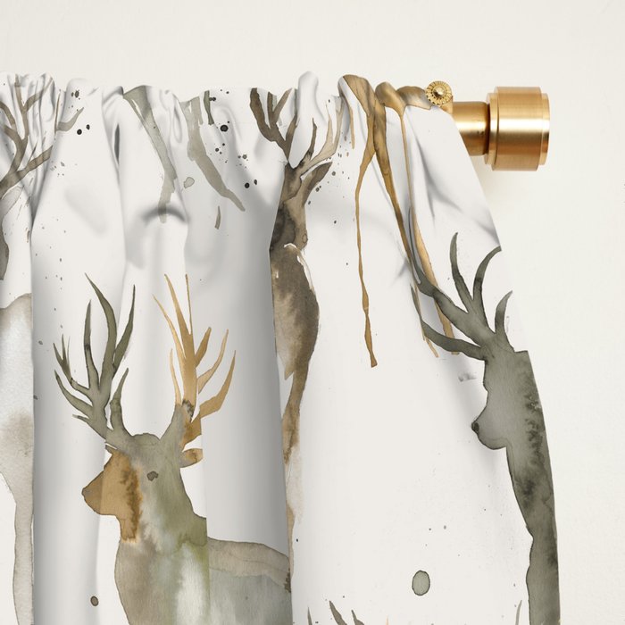 Fall Winter Woodland Deer Animals Window Curtain Gallery Image 2