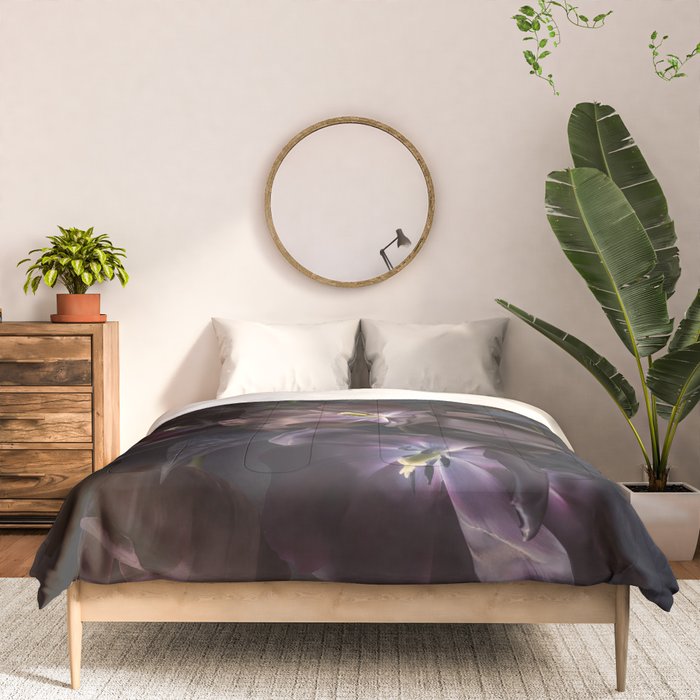 Black tulips on dark background Comforter Gallery Image 3