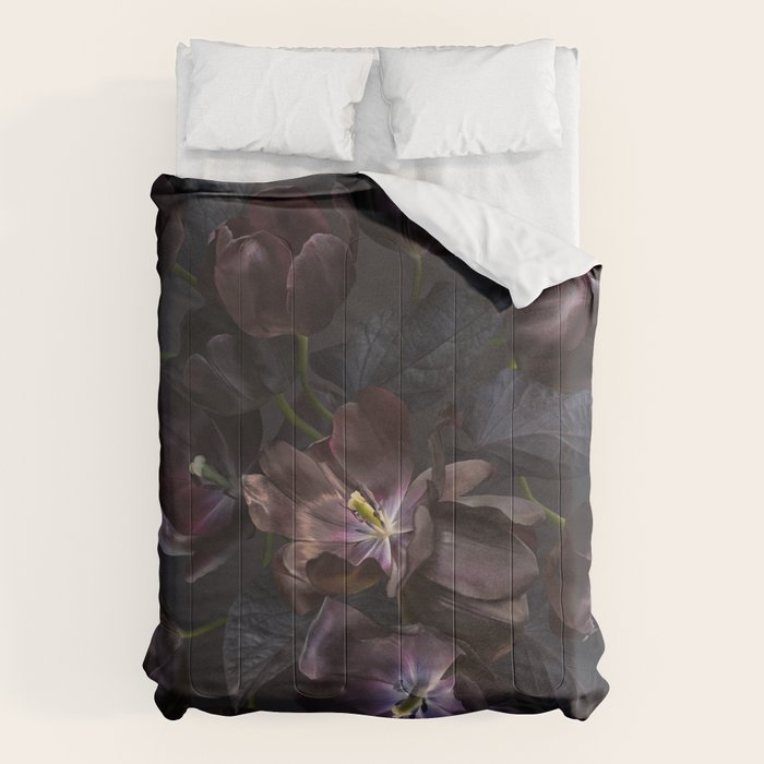 Black tulips on dark background Comforter Gallery Image 6