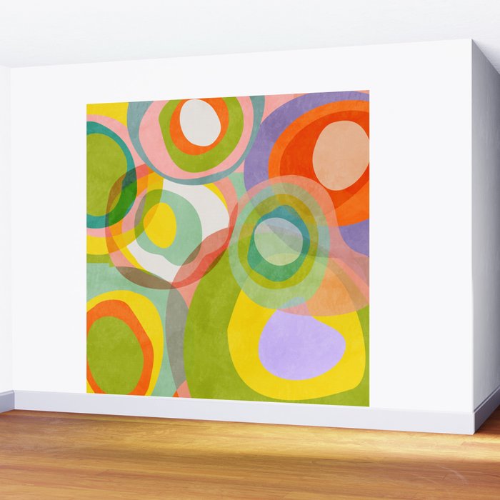 mid mod organic shapes abstract summer Wall Mural Gallery Image 2