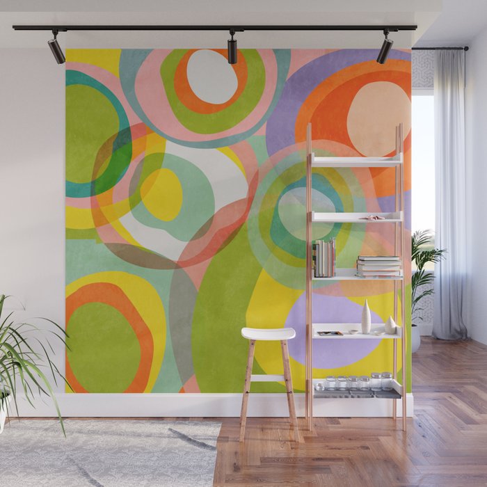 mid mod organic shapes abstract summer Wall Mural Gallery Image 1