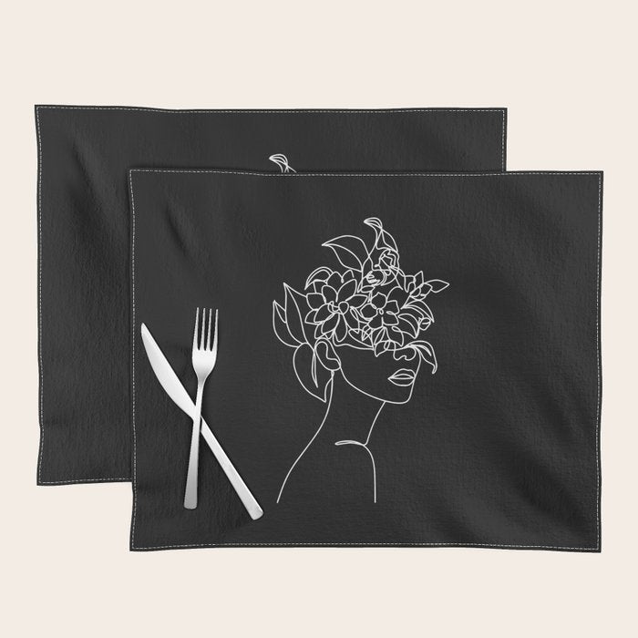 The Girl with the Flowers: Black & White Edition Placemat Gallery Image 1