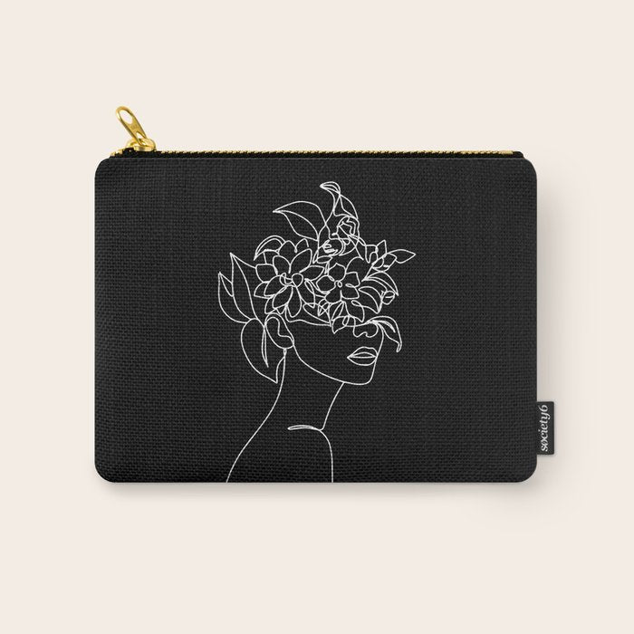 The Girl with the Flowers: Black & White Edition Carry All Pouch Gallery Image 1
