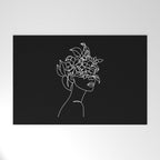 The Girl with the Flowers: Black & White Edition Welcome Mat Gallery Image 1