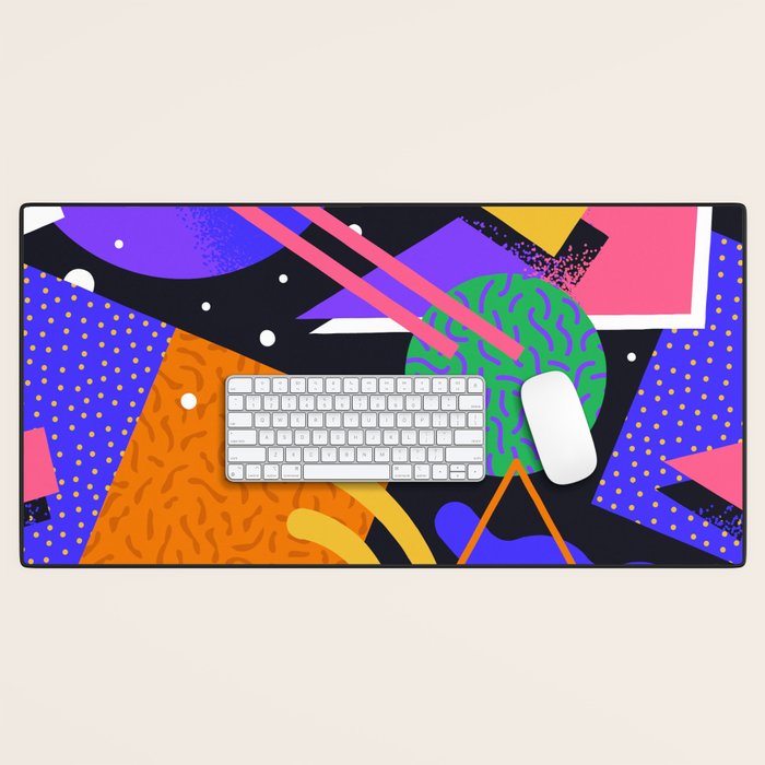 Colorful retro 90s abstract memphis shape pattern Desk Mat Gallery Image 1