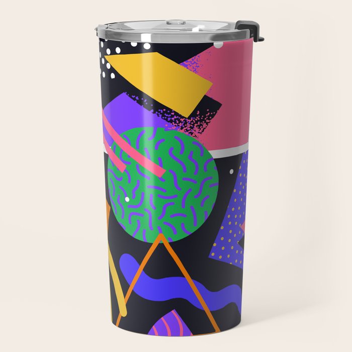Colorful retro 90s abstract memphis shape pattern Travel Mug Gallery Image 2