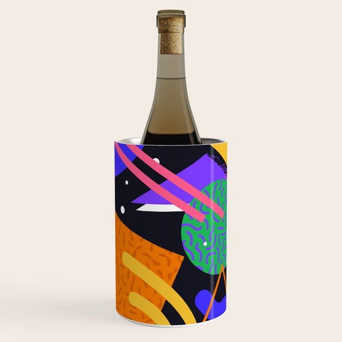 Colorful retro 90s abstract memphis shape pattern Wine Chiller Gallery Image 1