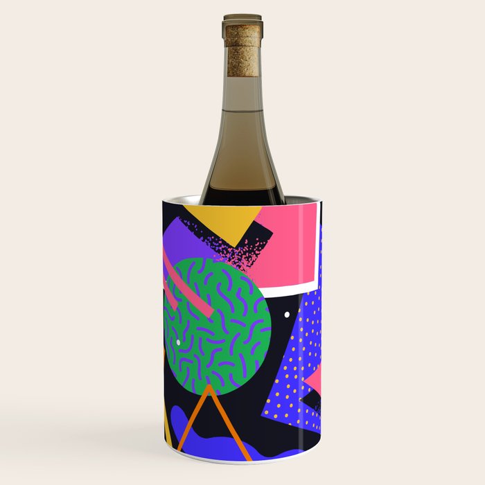 Colorful retro 90s abstract memphis shape pattern Wine Chiller Gallery Image 3
