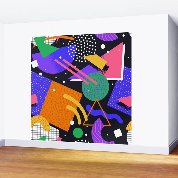 Colorful retro 90s abstract memphis shape pattern Wall Mural Gallery Image 2