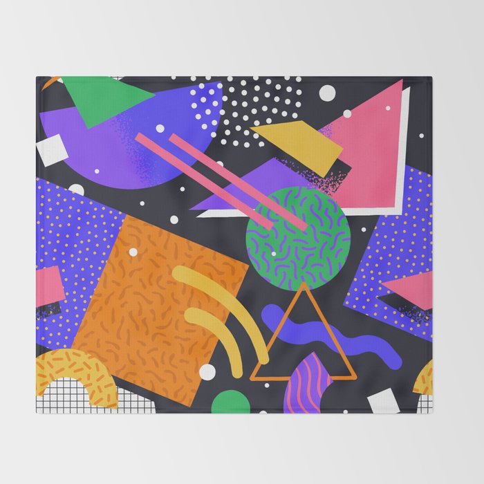 Colorful retro 90s abstract memphis shape pattern Throw Blanket Gallery Image 2